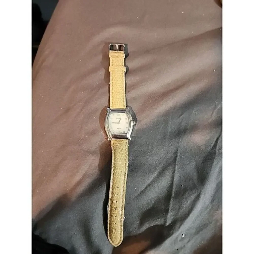 Bijoux Terner Women's Quartz Wrist Watch Rectangle Stainless Dial and Beige Band